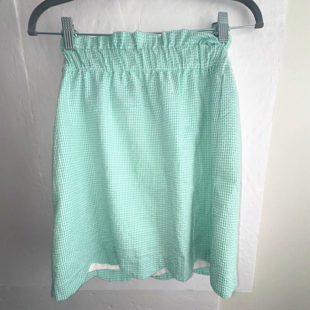 NWOT Lauren James Gingham Seersucker Scalloped Pull on Skirt with Pockets - S